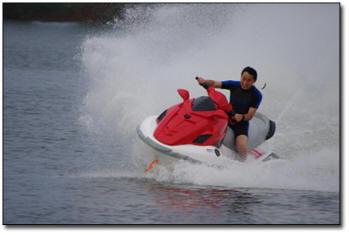 Man riding a jet ski at Lake Lewisville