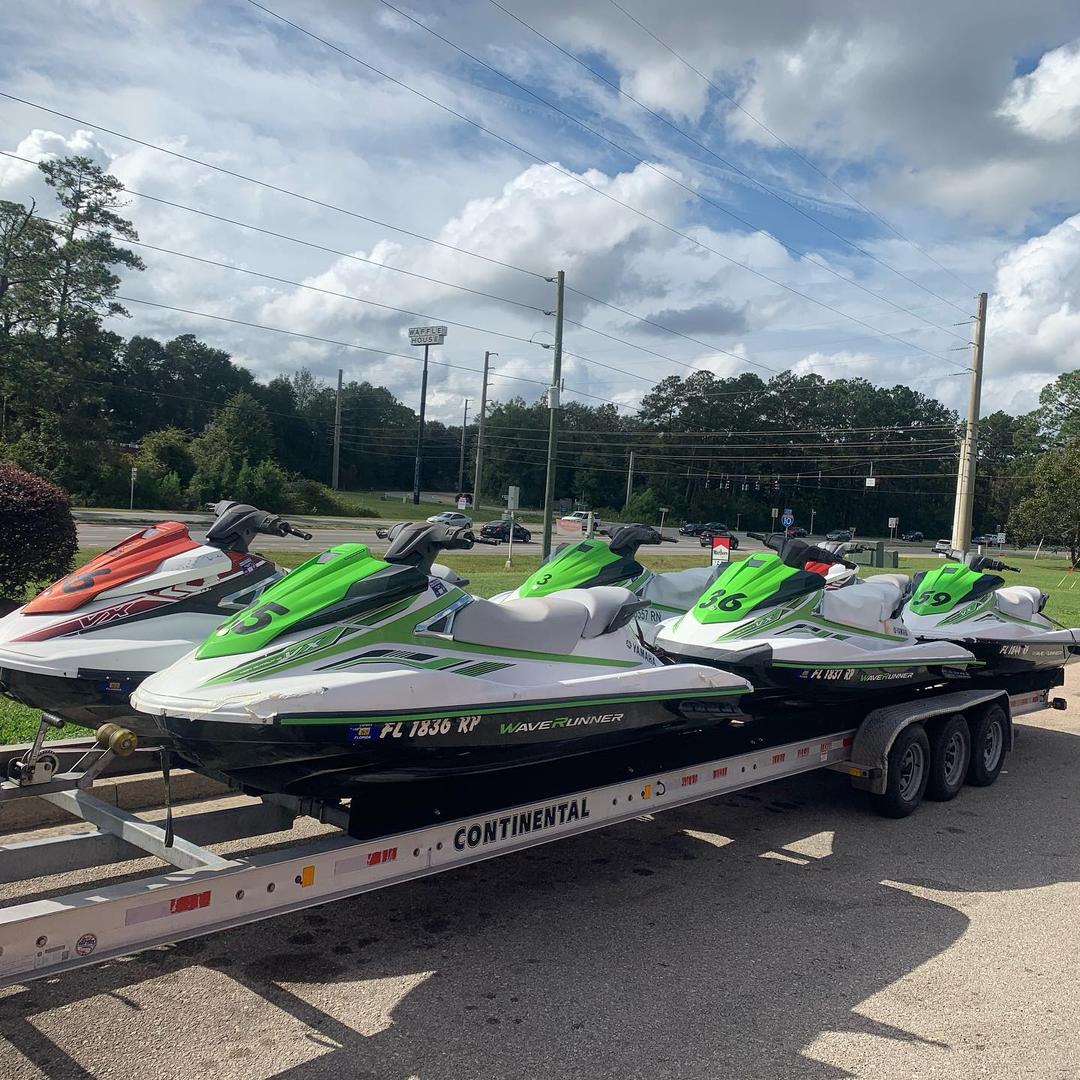 Wave runners on a trailer at Lake Lewisville