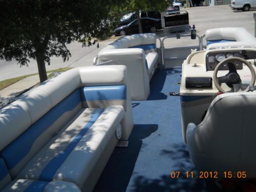 Inside view of a pontoon boat rental at Lake Lewisville