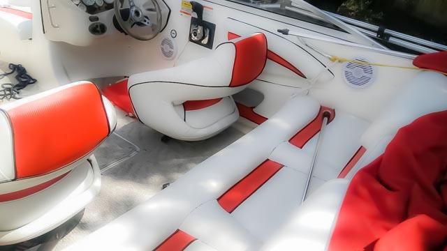 Passenger's view of a red speed boat rental at Lake Lewisville